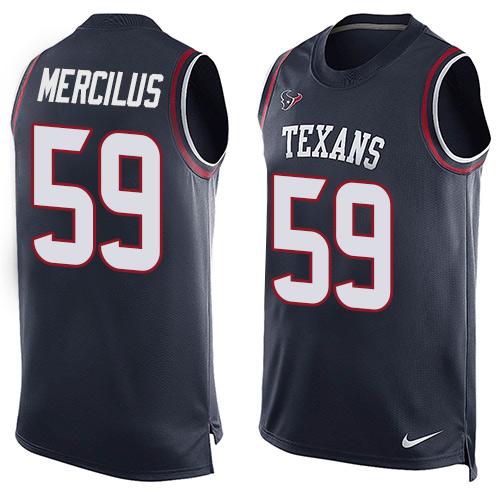 Nike Texans #59 Whitney Mercilus Navy Blue Team Color Men's Stitched NFL Limited Tank Top Jersey - Click Image to Close